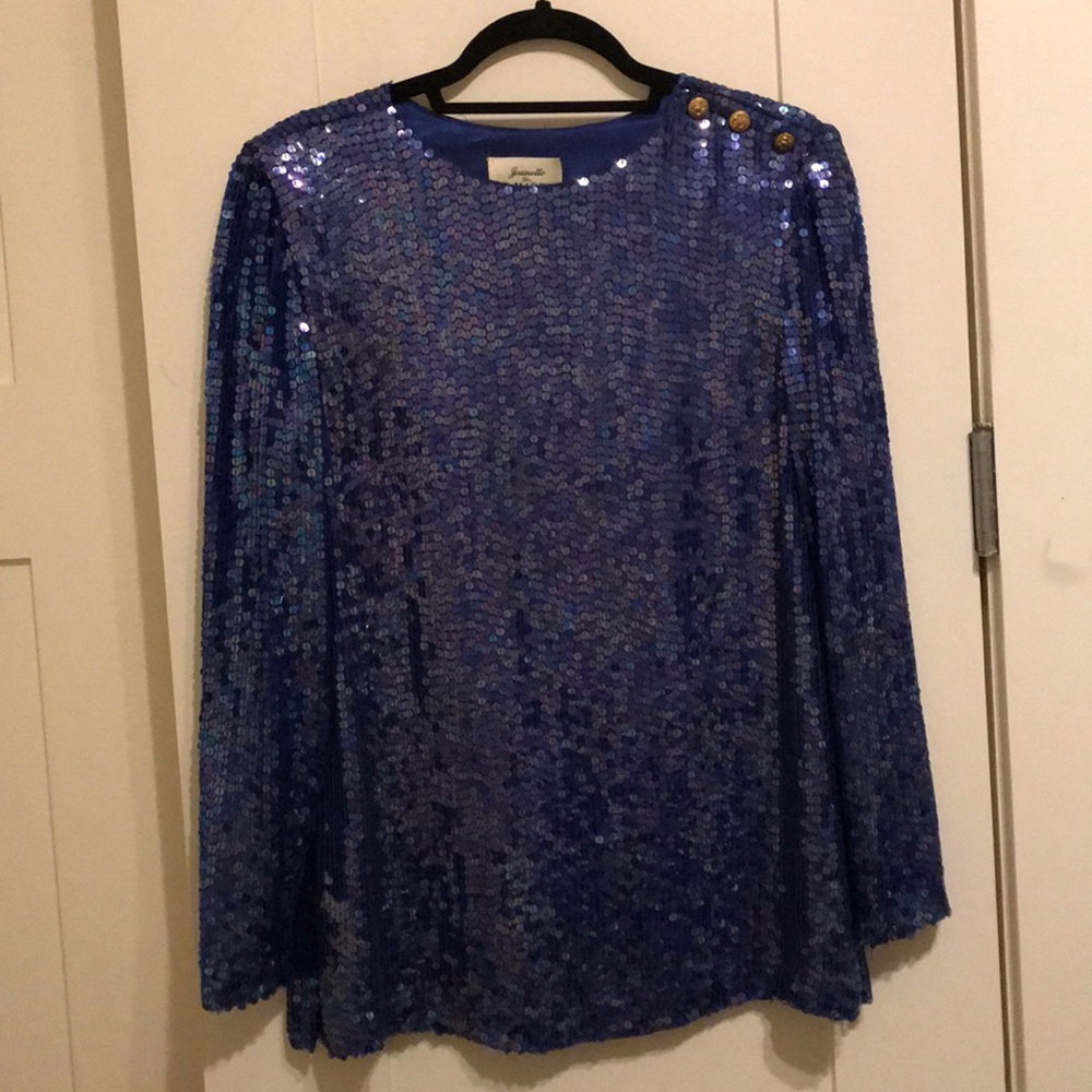 Jeanette for St. Martin Long Sleeve Sequin Top